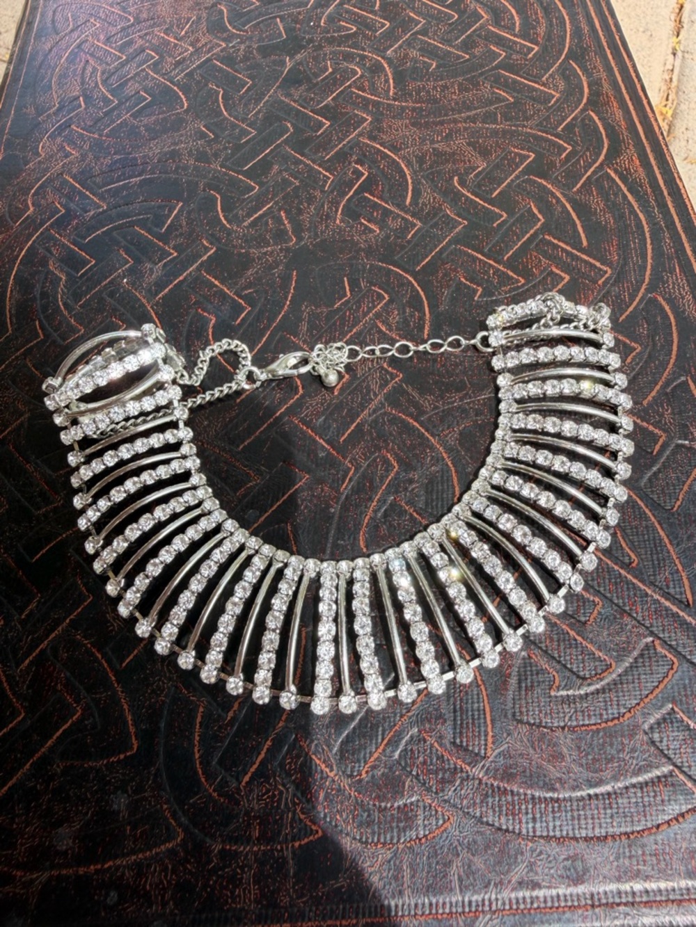 CHOKER Silver Crystal Statement Collar Necklace - Women Jewelry